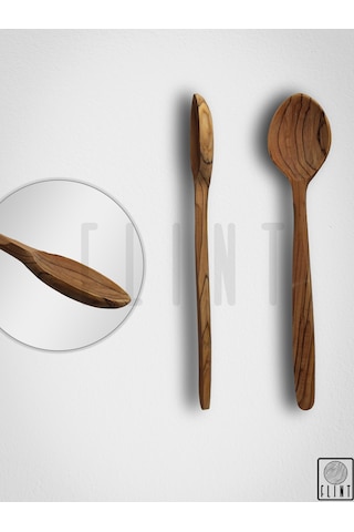Zeytin Ağacı El Yapımı Tahta Ahşap Kaşık Mutfak Yemek Kaşığı 25cm