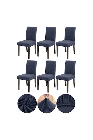 Bambu Nano Kumaş Likralı Yıkanabilir 6'lı Sandalye Kılıfı Lastikli Sandalye Örtüsü 6 Adet -antrasit