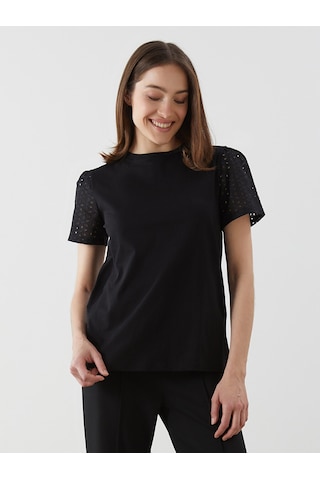 Lcw Comfort Siyah Düz %100 Pamuklu Kadın Tişört