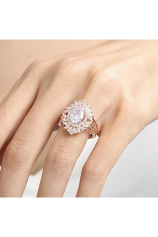 Mia Vento Effective Diamond Venedik Dansı Rose Renk Işıltılı Gümüş Yüzük