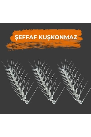 25 Adet Şeffaf Dikenli Plastik Kuşkonmaz Bariyer 50 Cm Kuş Önleyici