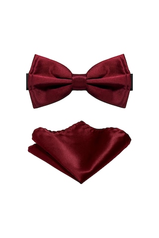 Bordo Ayarlanabilir Saten Çocuk Papyon Ve Mendil Seti Bordo