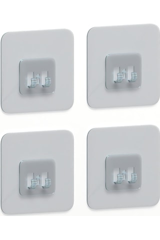 Zabata 7x7 Cm Süper Güçlü Yapışkanlı Banyo Askısı Yedek 4 Adet Sticker Raf Tutucu Askı Siyah