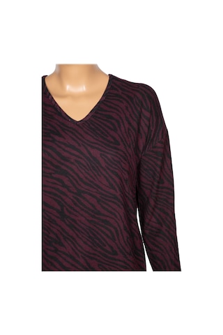 Barem Kadın Lina Büyük Beden Kışlık V Yaka Yumoş Bordo Bluz D06 Siyah