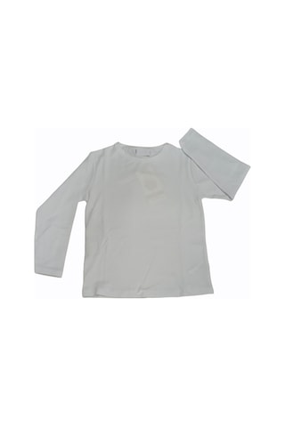 Özdemirli Bebe Basic Düz Bisiklet Yaka Uzun Kollu Likralı Badi Sweat T-shirt Beyaz