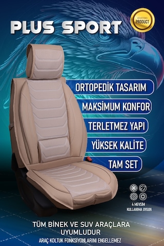 Fiat Egea Cross Uyumlu Lüx Deri Oto Koltuk Kılıfı Ön Arka Set Bej Sport Serisi Fs