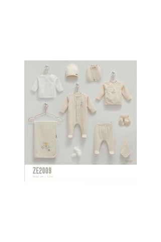 Caramell Fil Aslan Desenli Good Baby Coton 10 Lü Hastane Çıkış Zıbın Seti Aly Bej