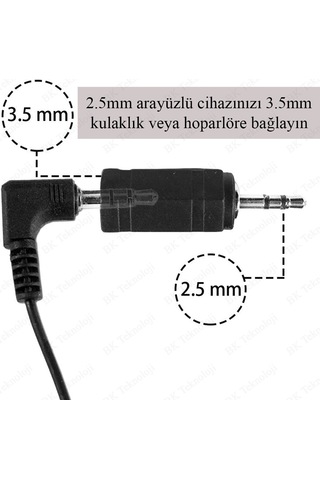 2.5mm Erkek - 3.5mm Dişi Konnektör Stereo Ses Adaptörü Dönüştürüc