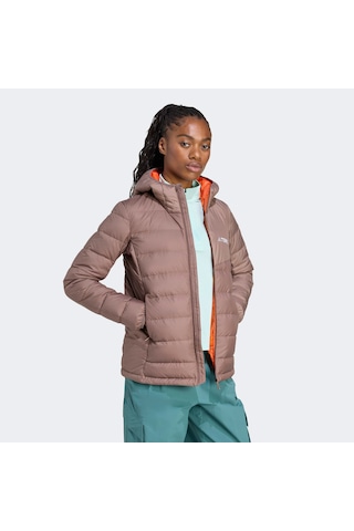 Adidas Terrex Multi Light Down Climawarm Kapüşonlu Kadın Kahverengi Yürüyüş Montu Jz9992