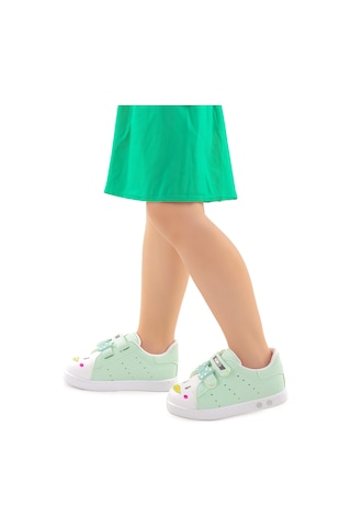 Kiko Kids Bart Cırtlı Işıklı Kız Bebek Spor Ayakkabı Su Yeşili
