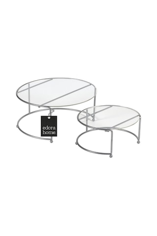 Gümüş Sunumluk 2'li Küçük Boy Metal Sunumluk Hediyelik Dekorasyon İkramlık / Şeffaf Pleksi / Paslanmaz