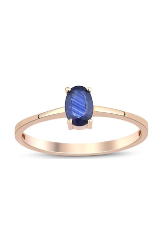 Oval Safir Tektaş Yüzük