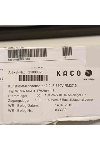 Mkp4j042207e00mysd 2.2mf 630v 37.5mm Wıma Polyester Kondansatör 8 Adet
