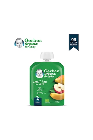 Gerber Organik Elmalı ve Muzlu Armut Püresi 90 G