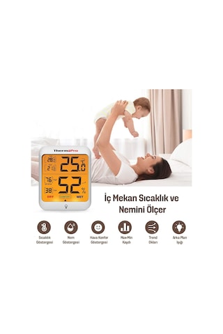 ThermoPro TP53 Termometre İç Mekan Dijital Sıcaklık ve Nem Ölçer