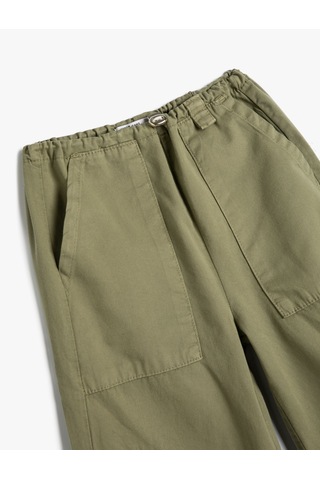 Koton Paraşüt Pantolon Pamuklu Beli Lastikli Cepli - Parachute Jean Haki 4wkg40045aw Haki