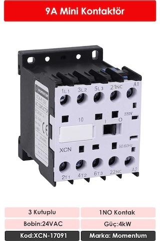 Momentum Kontaktör 24VAC 9A 4kW 1NO XCN-17091