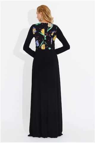 Nidya Moda Büyük Beden Elbise-4046S Siyah