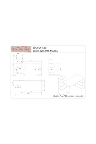 Kalenderdekor1 Kalender Dekor Olivia Çalışma Masası Olv01 Beyaz