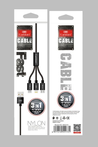 Earldom EC-IMC015 1.2 M 3 in1 USB Micro Hızlı Şarj Kablosu