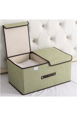 Cc Globall Çift Kapaklı Saklama Kutusu 2'li Katlanabilir Saklama Kutusu Seti -antrasit Yeşil