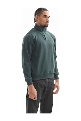 Boğazlı Sweatshirt Koyu Yeşil