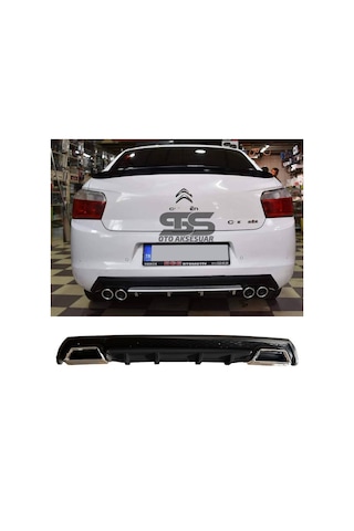 Citroen C-elysee Difüzör Arka Tampon Eki 2 Egzoz Çıkışlı Siyah Lü