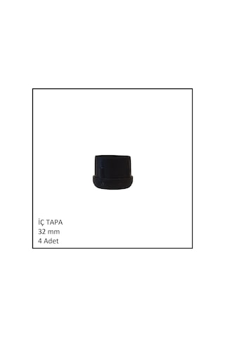Plastik İç Tapa, Yuvarlak, 32 Mm 4 Adet Siyah