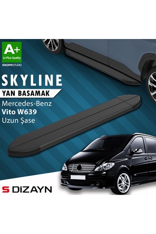 S-dizayn Mercedes Vito W639 Uzun Şase Skyline Siyah Yan Basamak 253 Cm 2004-2014 A+ Kalite