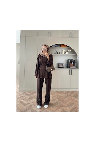 Unika Boutique Moree Taşlı İkili Takım Kahverengi