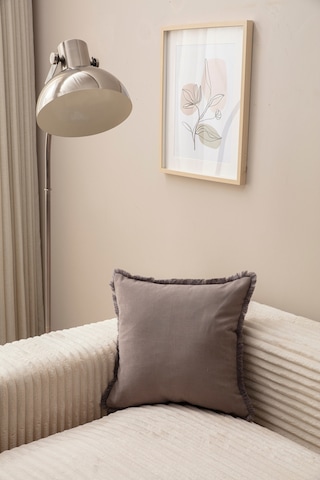 Swita Home Saçaklı Tek Renk 43x43 Kırlent Kılıfı Gri