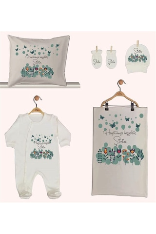 Pia Baby Gl 1943-02 İsme Özel Beşli Tulum Set Krem