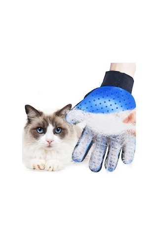 1pc Kedi Eldiveni Kedi Bakım Eldiveni Evcil Hayvan Fırçası Kedi Köpek Kılı Eldiveni Fırçası Left Blue