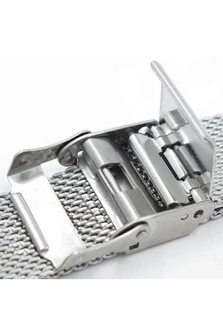Saatse 22mm Metalik Gri Gümüş Kalın Spor Hasır Çelik Saat Kordonu Kayış