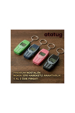 Premium Yeşil 3d Baskı Nostaljik Tuşlu Telefon Anahtarlık - İkonik Yılan Oyunu Figürlü Yeşil