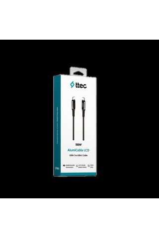 Ttec 2dk57s Alumicable Lcd Usb-c Usb-c 100w Pd/qc 150cm Hızlı Şarj/data Kablosu ,siyah