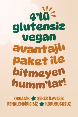 Humm Organic Organik Glutensiz Vegan Meyveli Küp & Kek Atıştırmalık 4 x 30 G