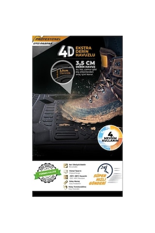 Fordotosan Mondeo 2007-2014 Araca Uyumlu Platinyum Siyah 4d Havuzlu Oto Paspas Takımı