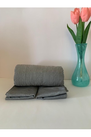 Battal Boy Yastıklı Çarşaf Takımı %100 Pamuklu 180x200 Grikoyu
