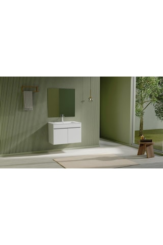 Creavit Flexio 80 Cm Katlanabilir Banyo Dolabı Beyaz Set