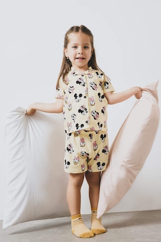 DeFacto Kız Bebek Disney Mickey & Minnie Pijama Takımı Kısa Kollu Penye Esnek Belli Şort E4652A525HSYL498