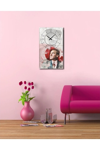 Decorıta Cam Saat | Atatürk Desen Çok Renkli