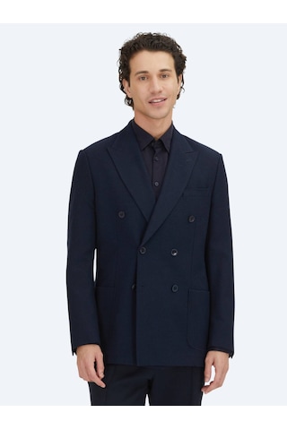 Kip Lacivert Düz Modern Fit Yün Karışımlı Ceket Lacivert