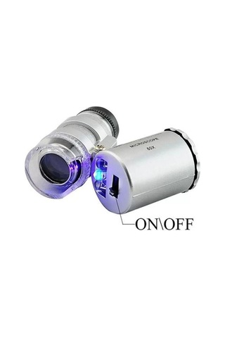 60x Mini Cep Mikroskop Led+uv Işık Kuyumcu Antikacı Büyüteç 9882