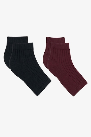 Cotenconcept 2 Çift Fitilli Burunsuz Kadın Çorap Bordo - Siyah
