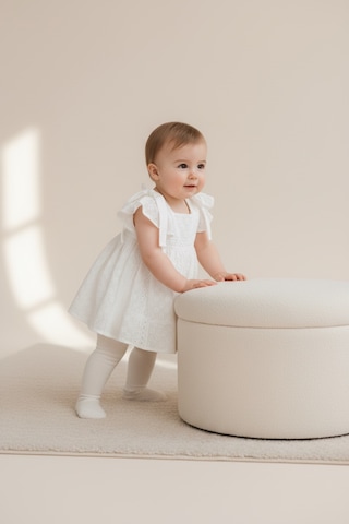 Babymuz Kız Bebek Fistolu Yazlık Beyaz Elbise Beyaz