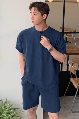 Tarz Cool Erkek Oversize T-shirt Şort Takım Rahat Yazlık Kombin Lacivert