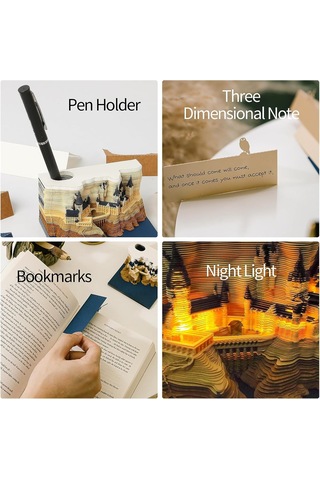 Xindoker 2025 Harry Potter 3d Kâğıt Heykeli Takvim - Işıklı Haftalık Takvim İngilizce Versiyonu Not Defteri