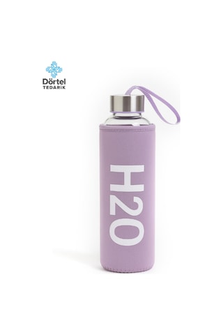 Deri Kılıflı Cam Matara 750 Ml Mor