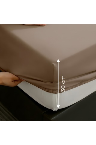 %100 Pamuk Lastikli Çarşaf - 160x200 - Cappuccino - Dolmabahçe Serisi